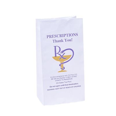 품질  Food Grade BIODEGRADABLE Customized Logo Printed RX Prescription Medicine Water Resistant Paper Bag For Pharmacy 공장